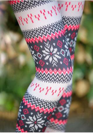 Christmas Snowflake printed Stretchy Leggings