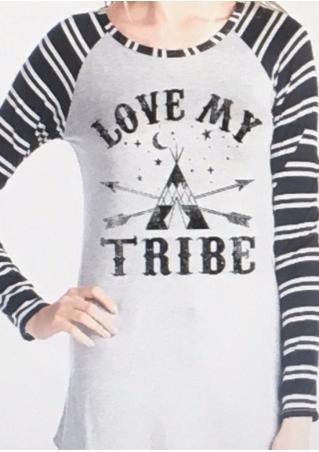 Love My Tribe Arrow Printed Splicing T-Shirt