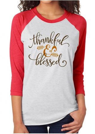 Thankful Blessed Arrow Printed Casual T-Shirt
