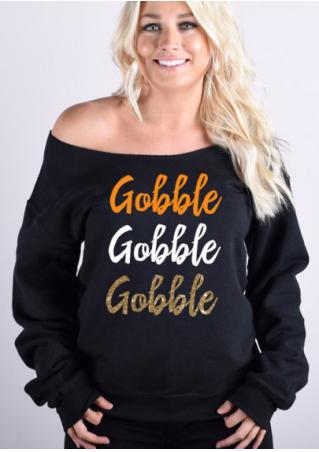 Gobble Printed Slash Neck Sweatshirt