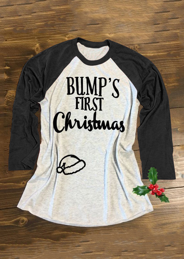

Bump' First Christmas Letter Printed T-Shirt, Black;blue;burgundy, 98197