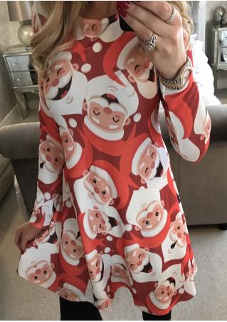 Christmas Santa Claus Printed Mini Dress