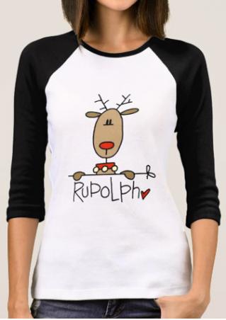 Christmas Rudolph Reindeer Printed T-Shirt