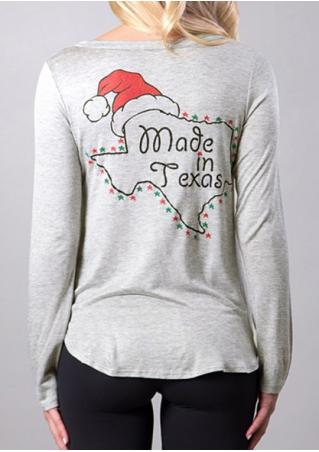 Christmas Hat Made In Texas Printed T-Shirt