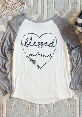 Blessed Mama Printed Splicing T-Shirt