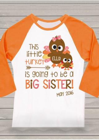 Letter Turkey Printed Splicing T-Shirt