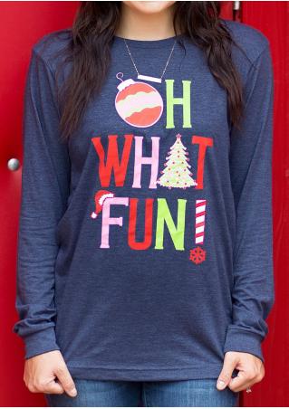 Christmas Letter Printed Long Sleeve T-Shirt