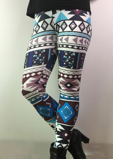 Geometric Printed Stretchy Skinny Leggings - Fairyseason
