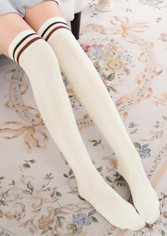 Solid Thigh-High Knitted Stretchy Skinny Socks - Fairyseason