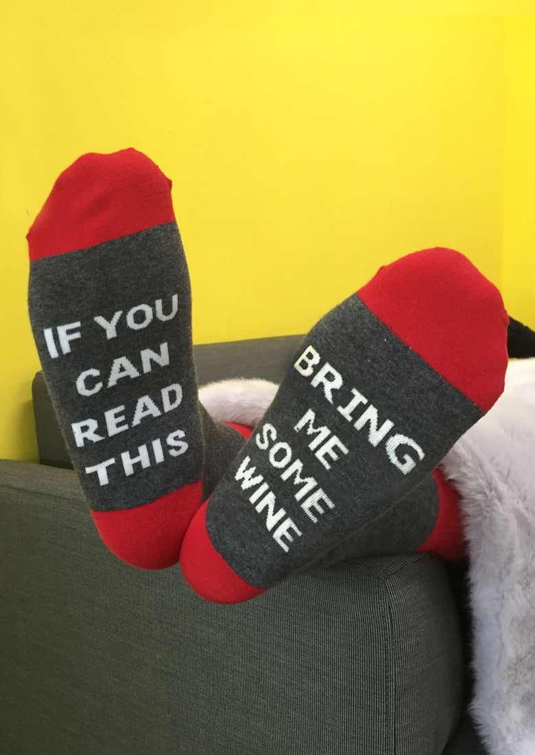 

If You Can Read This Color Block Socks, Red, 102999