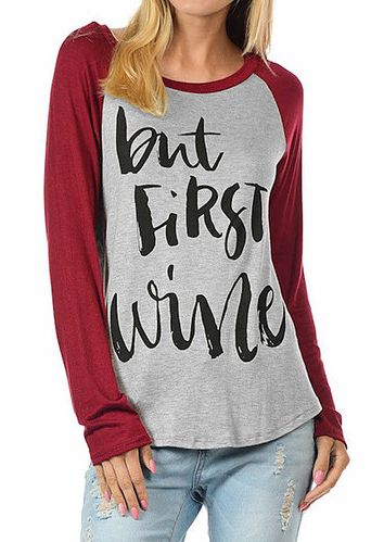 But First Wine Baseball T-Shirt - Fairyseason