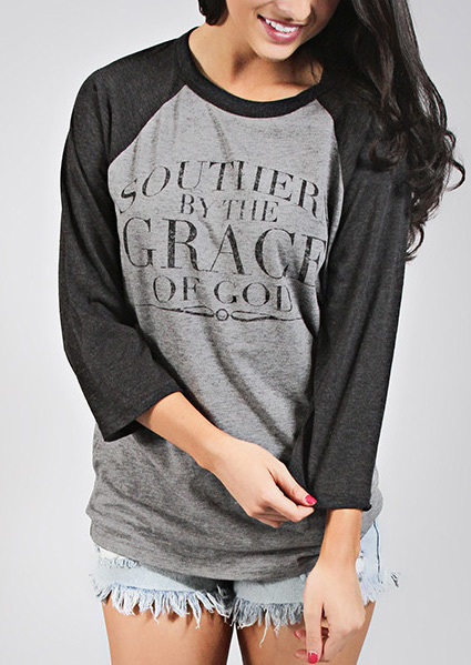 Southern by the Grace of God Baseball T-Shirt thumbnail