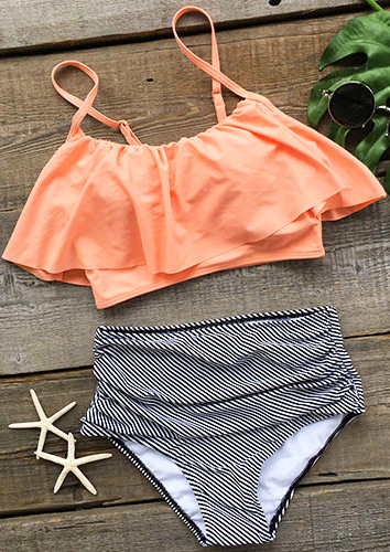 Flouncing Layered Bikini Set – Orange