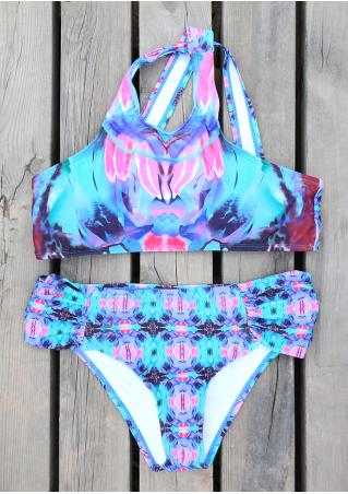 Color Block Printed Bikini Set