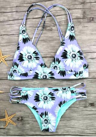 Floral Criss-Cross Sexy Bikini Set