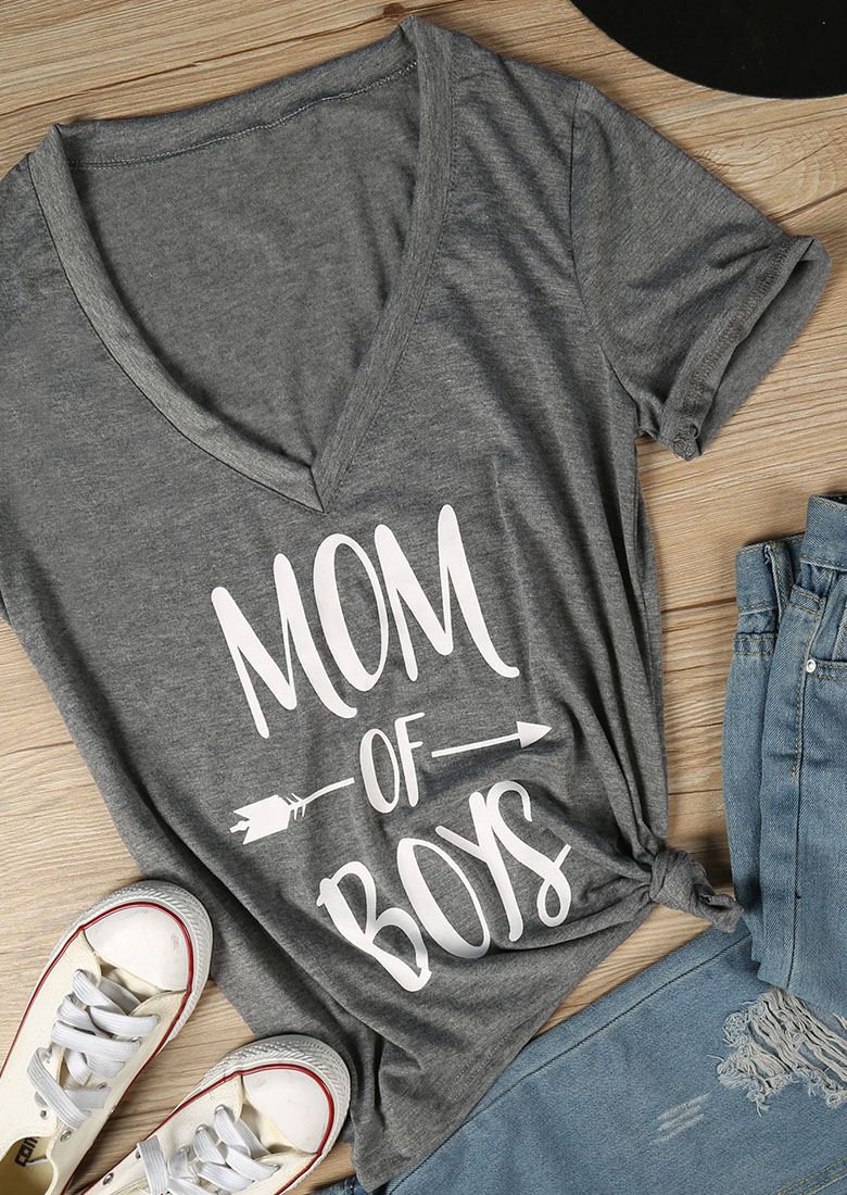 Mom of Boys V-Neck T-Shirt - Fairyseason