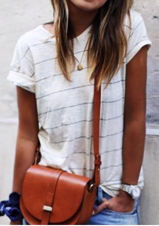 Striped O-Neck T-Shirt without Necklace