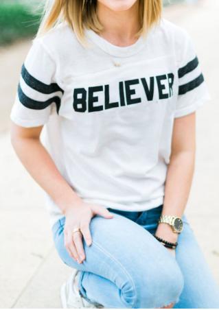 Believer Striped O-Neck T-Shirt without Necklace