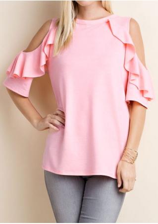 Solid Cold Shoulder Layered Blouse