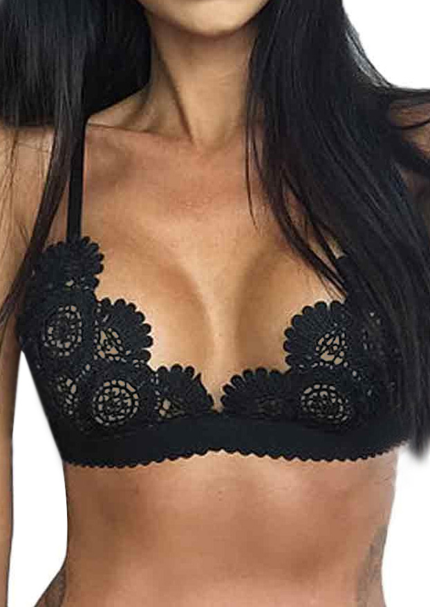 Solid Lace Sexy Bra without Necklace