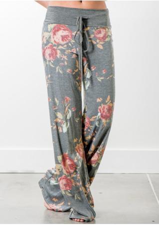 Floral Wide Leg Pants - Fairyseason
