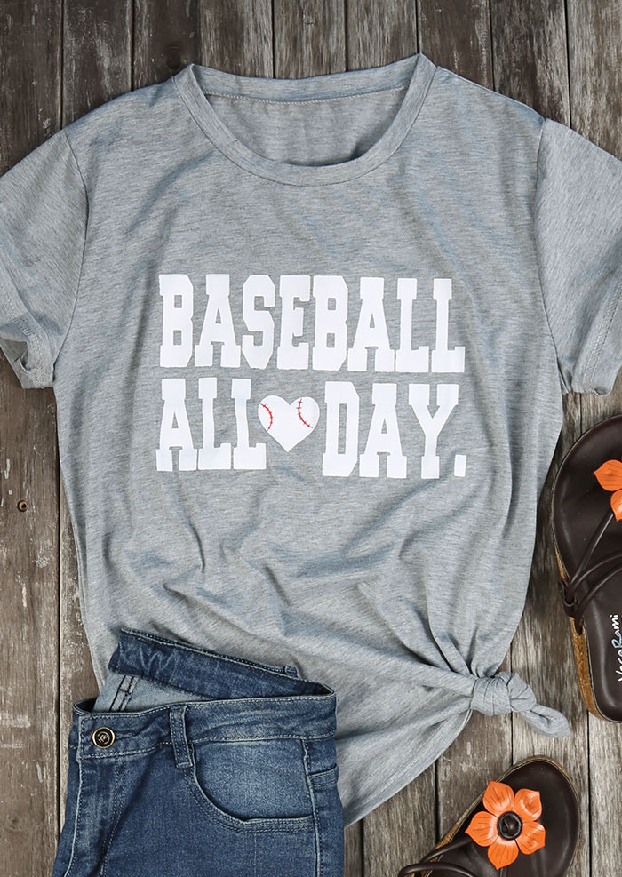 Baseball All Day Heart T-Shirt - Fairyseason