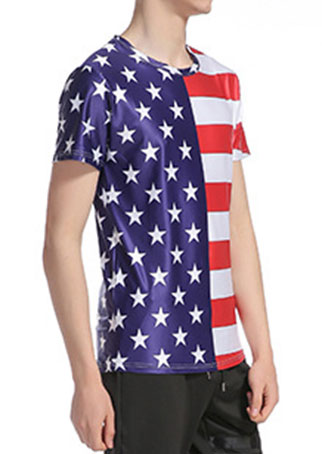 American Flag Printed Short Sleeve T-Shirt