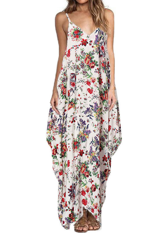 Floral Spaghetti Strap Maxi Dress - Fairyseason