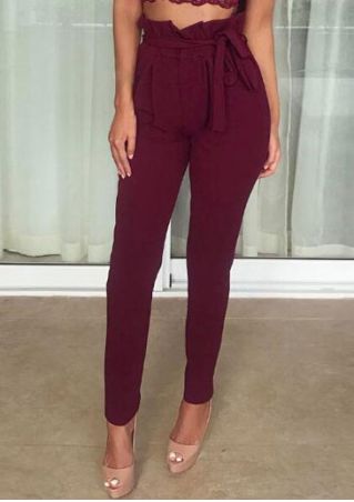 Solid Wide Leg Pants with Belt - Fairyseason