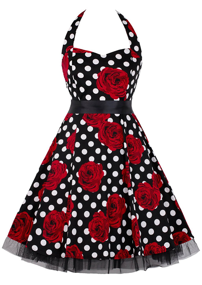Polka Dot Halter Mini Dress
