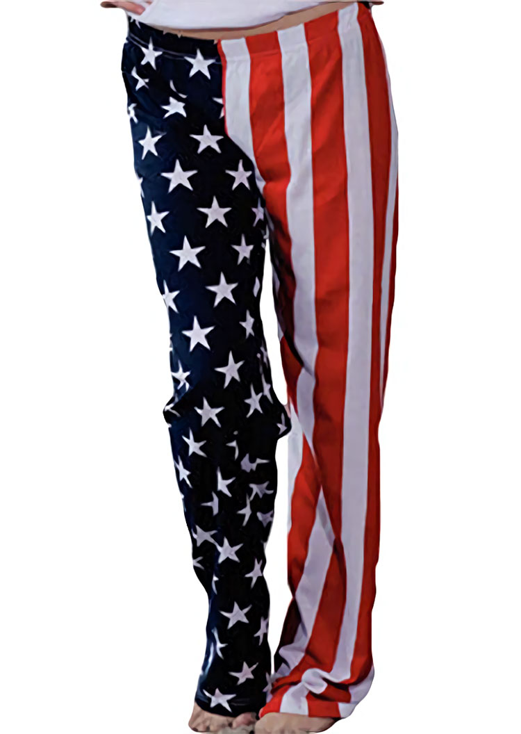 American Flag Printed Elastic Waist Pants - Fairyseason