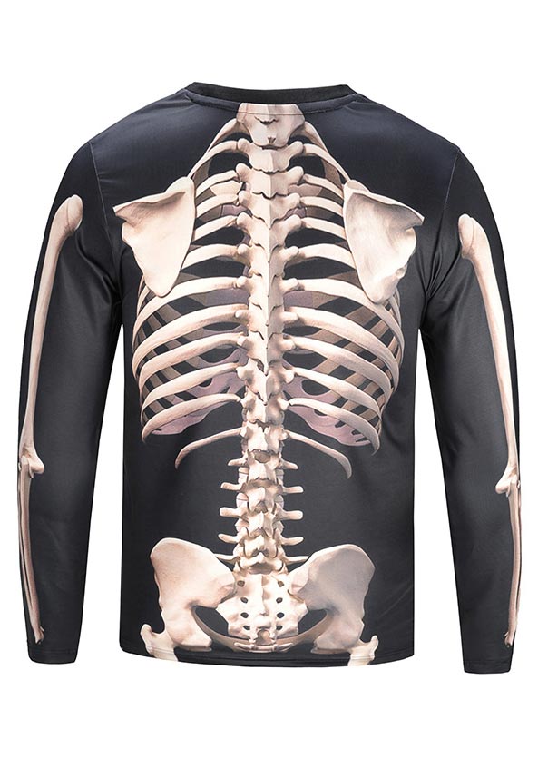 3D Skeleton Printed O-Neck T-Shirt - Fairyseason