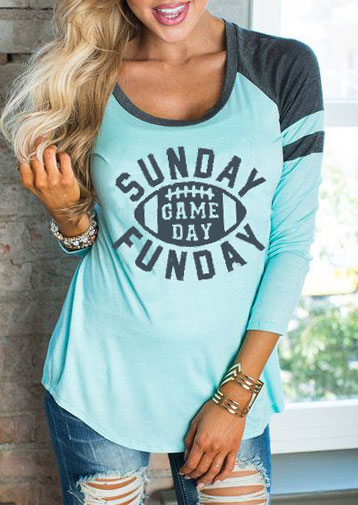 

Sunday Gameday Funday O-Neck T-Shirt, 152812, Lightblue