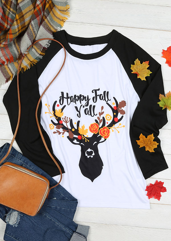 Happy Fall Y'all O-Neck Baseball T-Shirt - Fairyseason