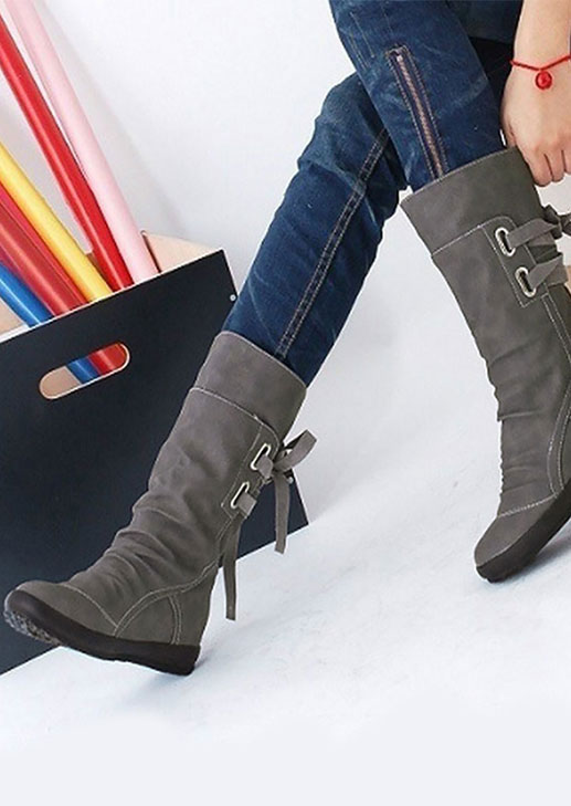 

Solid Lace Up Increased Internal Boots, Black;brown;gray, 158164