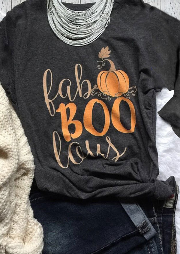 

Halloween Boo Pumpkin O-Neck Long Sleeve T-Shirt, 158489, Gray