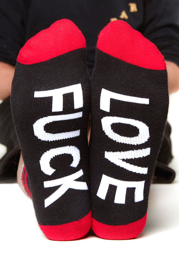 

Socks Fuck Love Color Block Socks in Black. Size