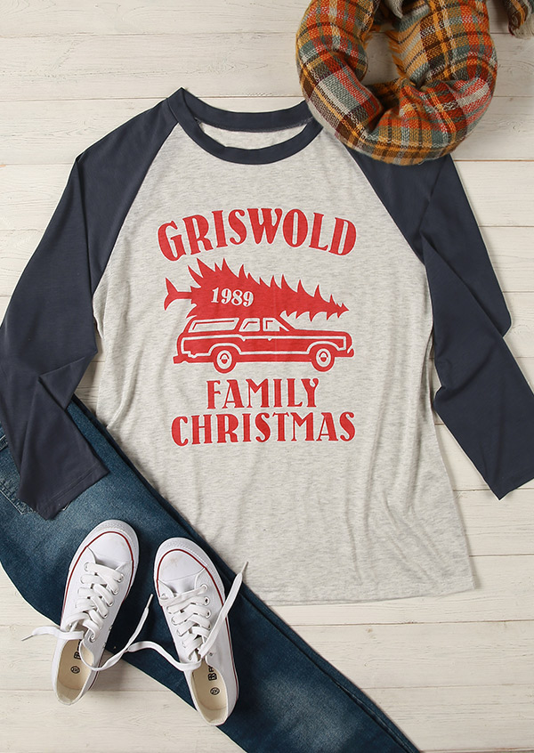 

Christmas Griswold 1989 Family Baseball T-Shirt Tee - Gray, 162011