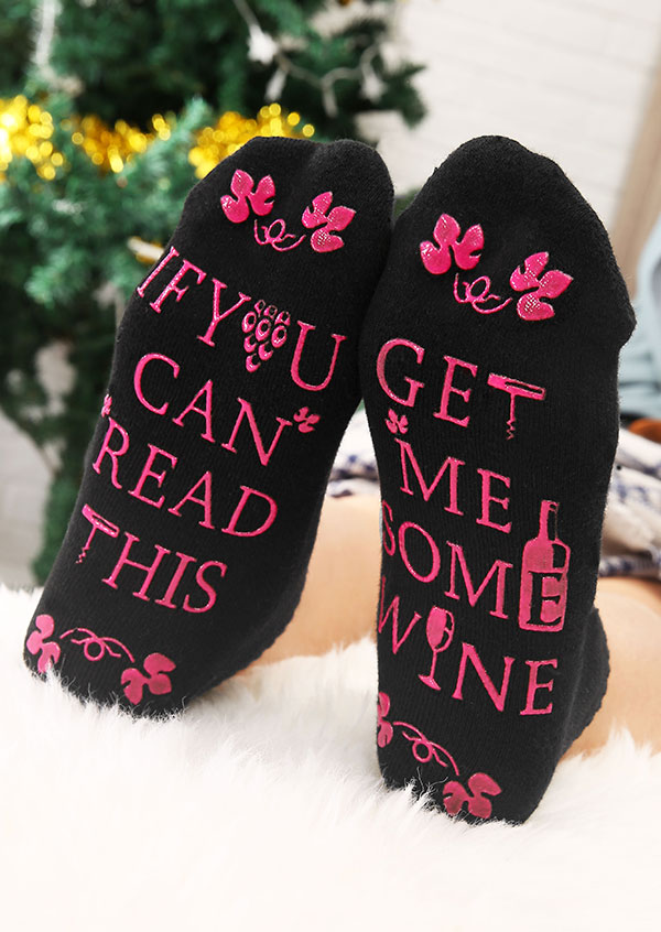 

Socks Get Me Some Wine Socks in Black. Size