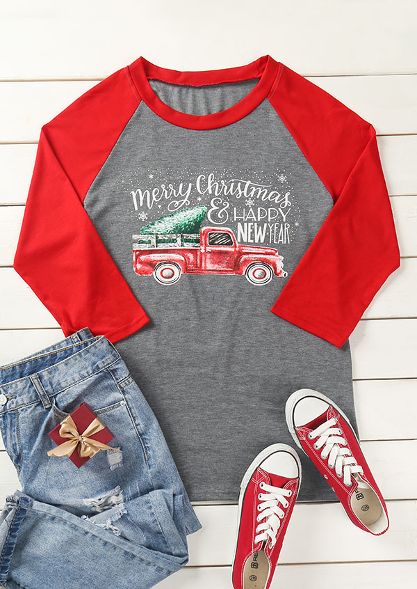 

Tees T-shirts Merry Christmas amp; Happy New Year Baseball T-Shirt in Gray. Size