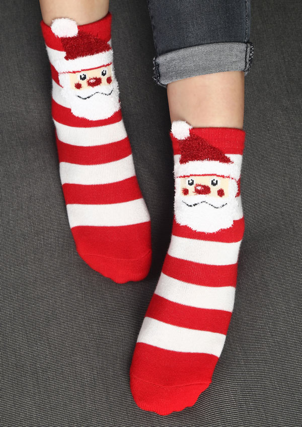Christmas Santa Claus Striped Socks - Fairyseason
