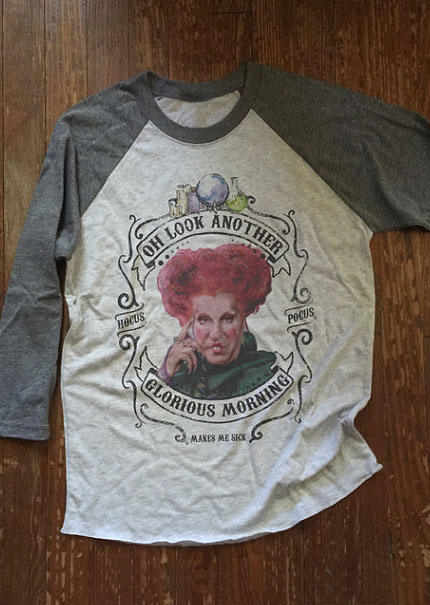 

Halloween Hocus Pocus Makes Me Sick Baseball T-Shirt, Gray, 152254