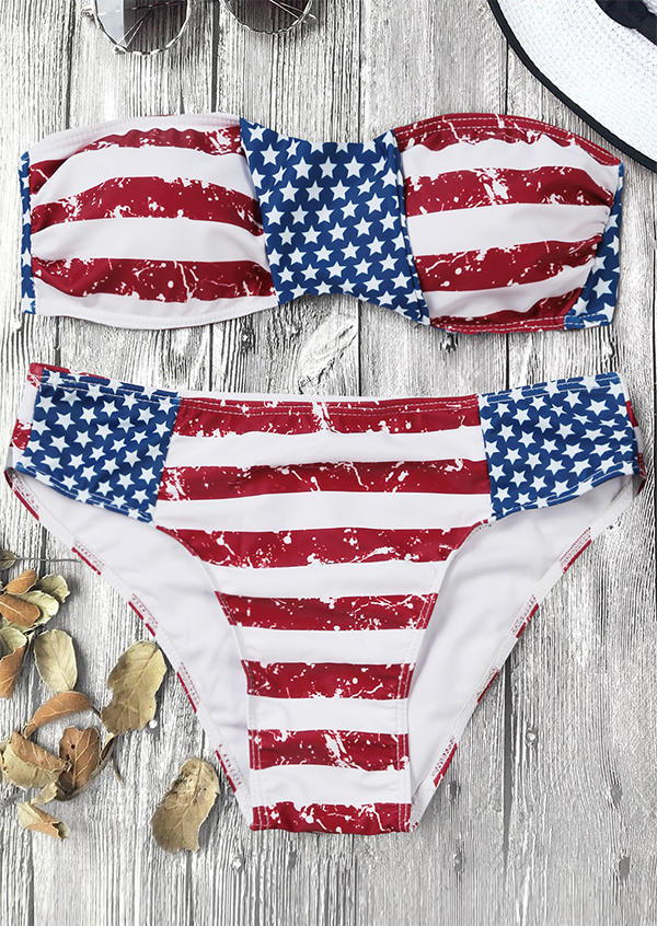 

Bikini Sets American Flag Printed Bikini Set in Multicolor. Size: S,M,L