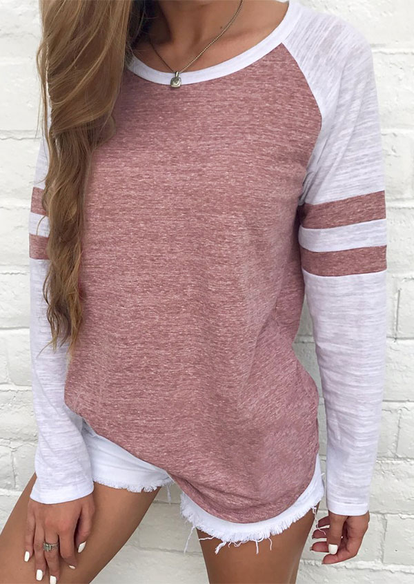 Striped Splicing Baseball T-Shirt without Necklace thumbnail