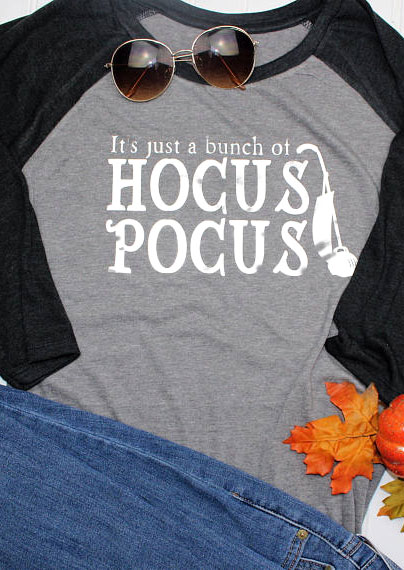 

Halloween Hocus Pocus O-Neck Baseball T-Shirt, 154013, Gray