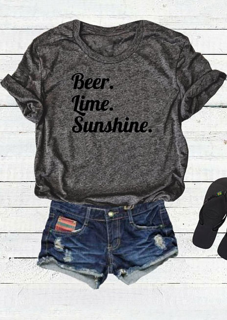 

Beer Lime Sunshine O-Neck T-Shirt, 185588, Gray