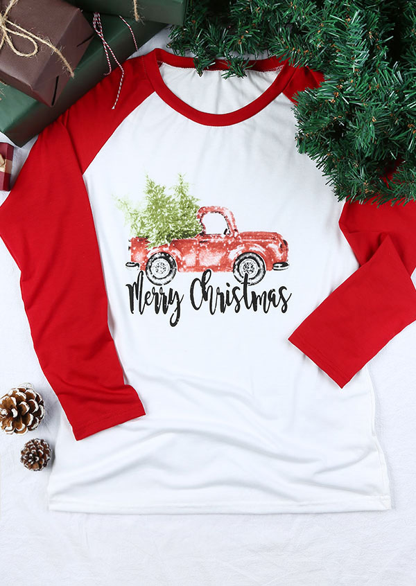 

Merry Christmas Tree Baseball T-Shirt, White, 166314