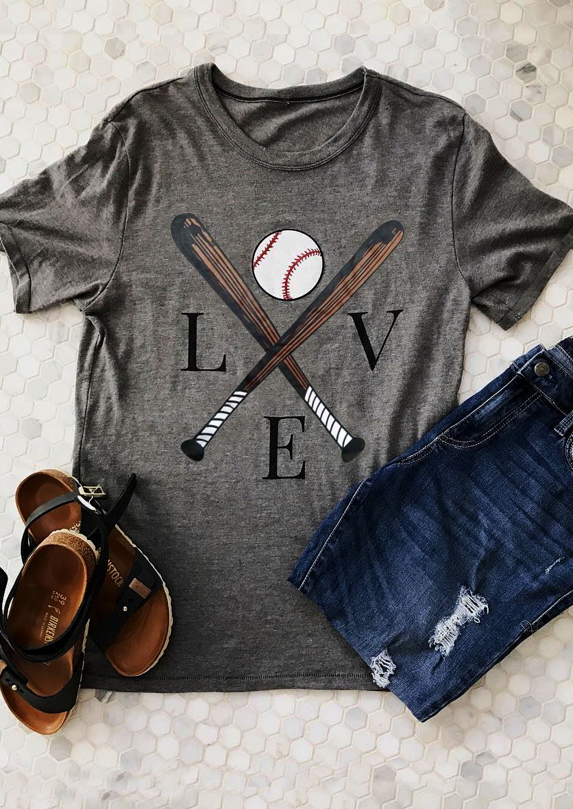 

Love Baseball O-Neck T-Shirt, 184150, Gray