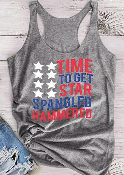 

Time To Get Star Spangled Hammered Tank, Light grey, 300218