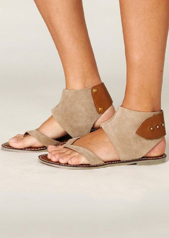 

Splicing Flip Flop Flat Sandals, 400797, Black;light khaki